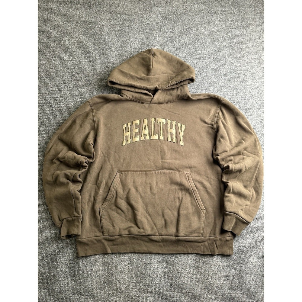 Mens Hoodie Midnight Organic Healthy Brown Pullover, Size XL